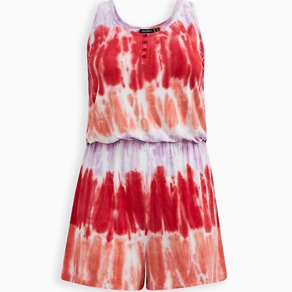 Torrid Lovesick Henley romper-Tie-dye